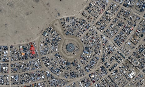 An image showing center camp and rods ring road at the Burning Man Festival in 2022.
