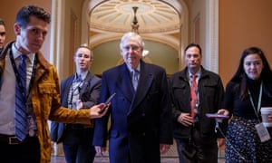 Senate majority leader Mitch McConnell enters the Capitol building on Friday.