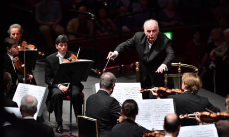 Daniel Barenboim conducts the Staatskapelle Berlin at the Royal Albert Hall, London, during this year’s Proms.