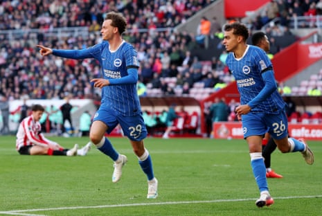 Maxim De Cuyper celebrates after scoring for Brighton against Sunderland.