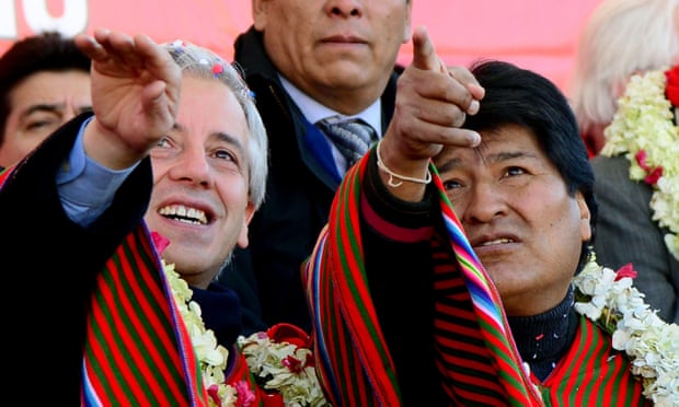 Morales (right) with his vice-president, Alvaro Garcia Linera, in 2014