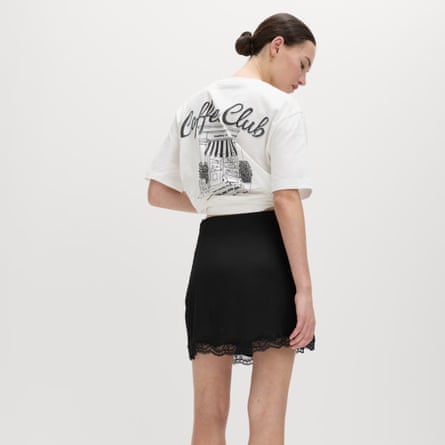 M&S lace insert mini slip skirt