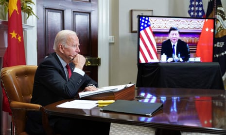 President Biden meeting President Xi at a virtual summit.