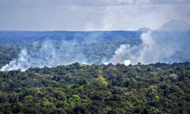Smoke from a fire in the Amazon rainforest in Oiapoque, Amapa state