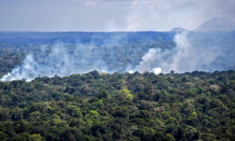 Smoke billows from a fire in the Amazon rainforest in Oiapoque, Amapa state, Brazil, last October.