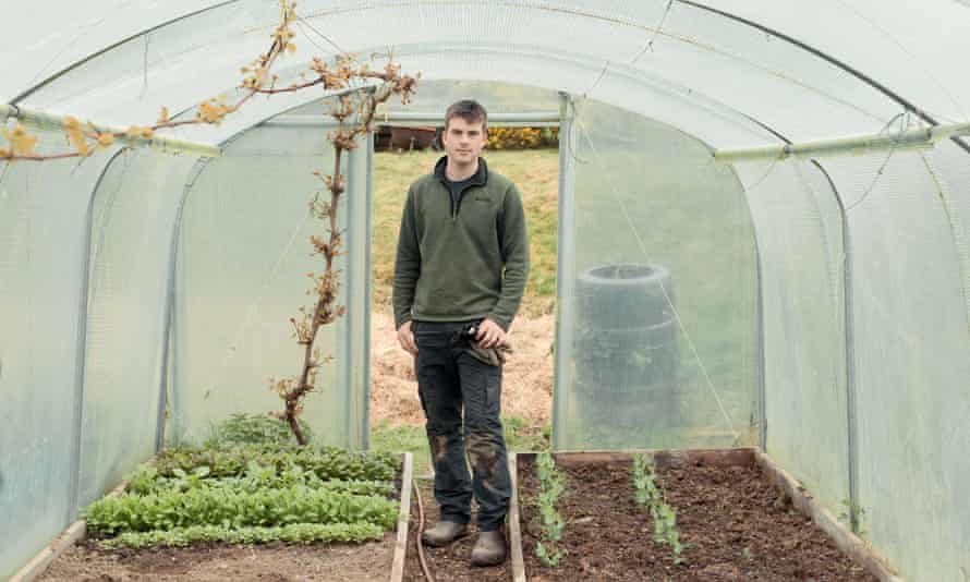 Huw Richards in a polytunnel