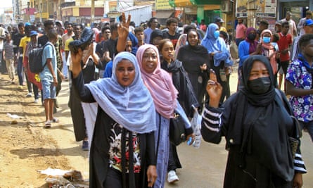 People at a protest demanding the return of civilian rule in Khartoum, Sudan, September 2022