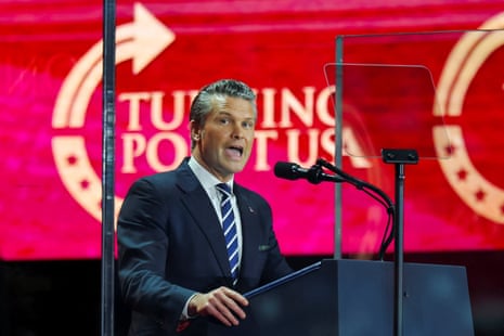 Pete Hegseth speaks during memorial service.