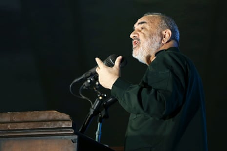 Hossein Salami, commander-in-chief of the Islamic Revolutionary Guard Corps, giving a speech in February