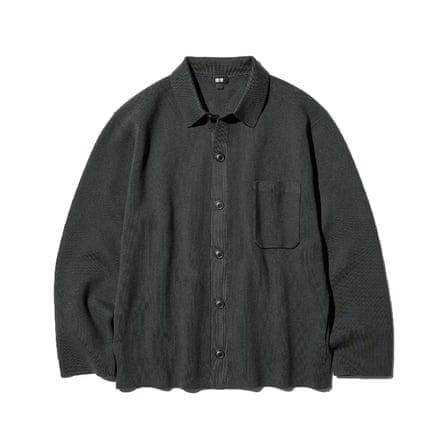 Grey cardigan with shirt collar