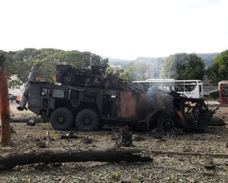 A destroyed anti-aircraft unit at La Carlota military air base