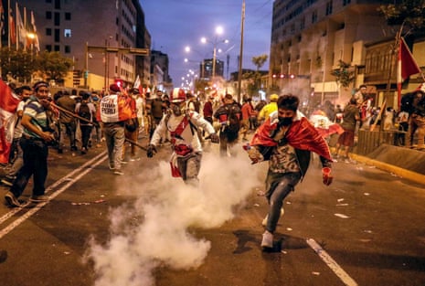 Protesters in Lima call for elections on Sunday after the dismissal of Peru president Pedro Castillo. 