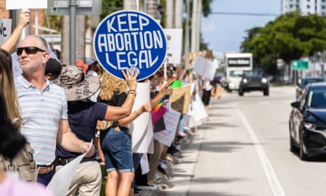 A sign reads ‘Keep abortion legal’ at a protest in support of abortion access in Fort Lauderdale, Florida, on 13 July. 