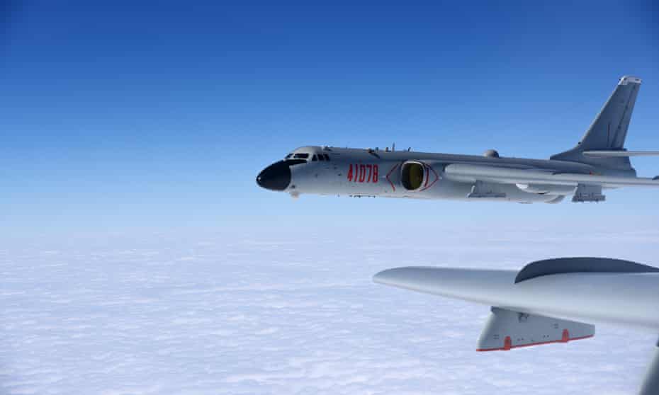 A Chinese bomber on patrol in the South China Sea. One US commander has said China could invade Taiwan in the coming years.