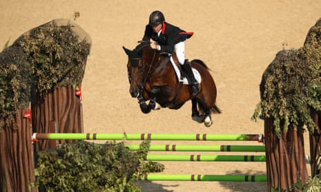 Nick Skelton on his horse Big Star on their way to winning the individual showjumping gold in Rio.