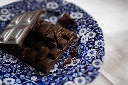 Plate of dark chocolate by multiple brands
