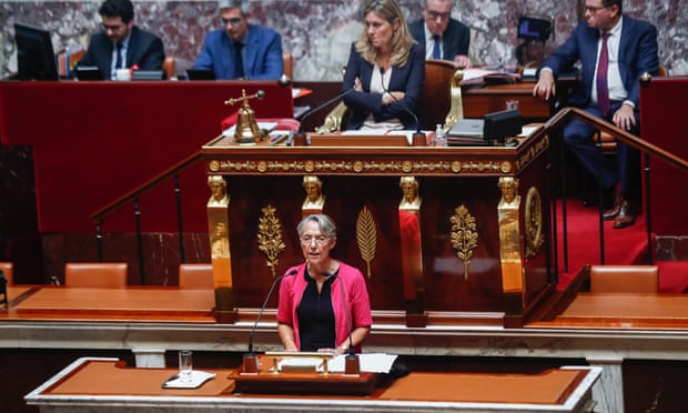 French prime minister Élisabeth Borne speaking in parliament on Wednesday. 