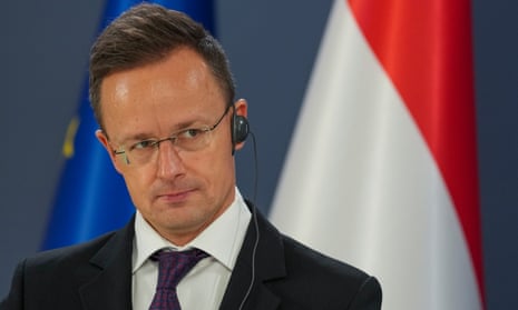 Hungarian foreign minister Péter Szijjártó pictured at a press conference last week.