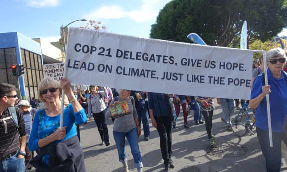Climate activists in Oakland, California, march to send a message to world leaders preparing for the COP21 summit in PAris.