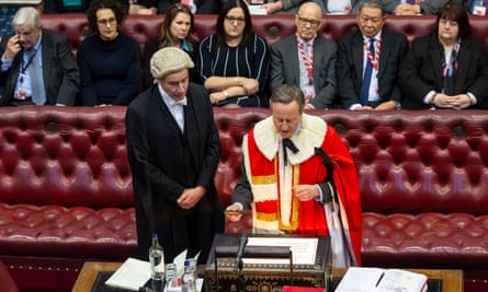 David Cameron in robes after being elevated to the House of Lords 