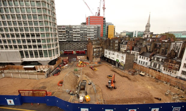 The Crossrail construction site at Tottenham Court Road tube station in 2009.