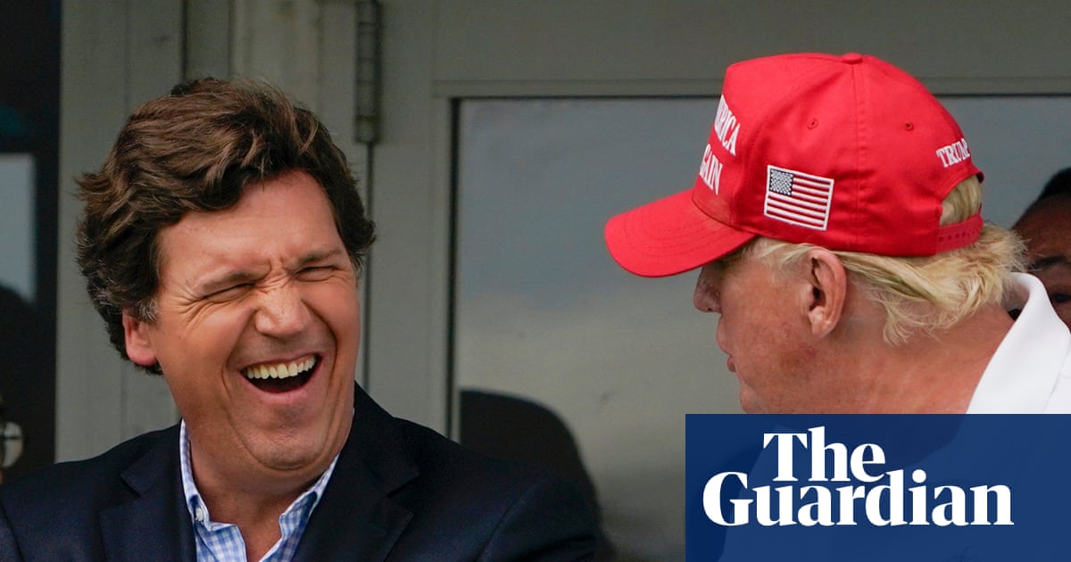 Donald Trump greets Tucker Carlson at the 2024 RNC, moments before Tucker helps sell America on four more years of this and then later claims to be shocked by the product he advertised.