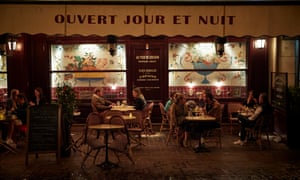 Parisians relax on the terrace of a cafe on 23 September 2020 in Paris, France.