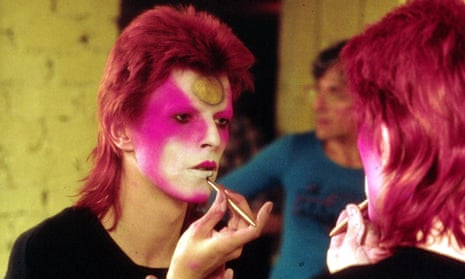 David Bowie in May 1973 applying Ziggy Stardust make-up