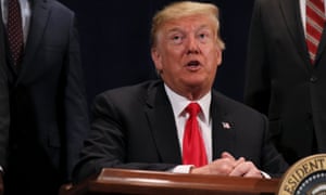 Donald Trump speaks during a signing ceremony for a presidential memorandum focused on sending more water to farmers in California’s Central Valley, at a conference center in Scottsdale, Arizona on 19 October.