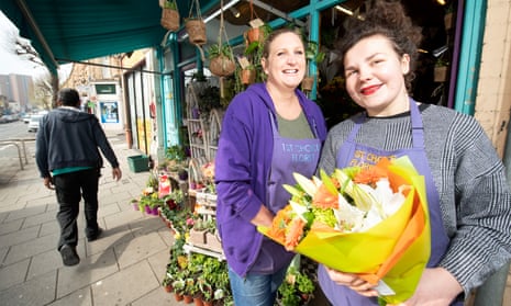 Florists Emily Deacon (R) and Claire Mobley