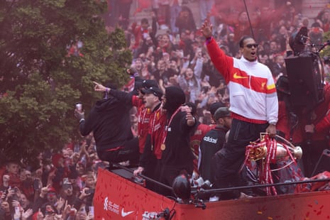 Liverpool FC’s Virgil van Dijk during the parade celebrations in the city.