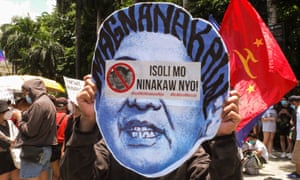 A progressive youth group protest against Marcos Jr's partial win in Manila