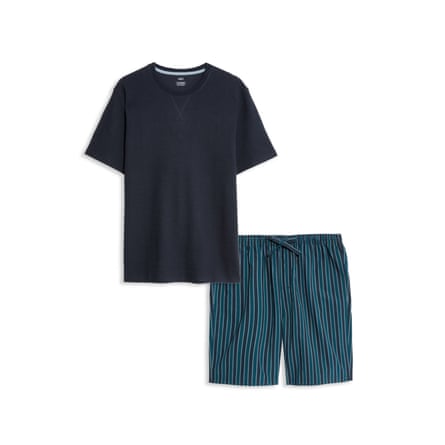 M&S Collection Pure Cotton Waffle Striped Pyjama Set