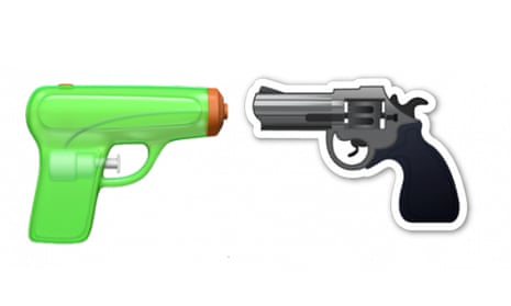 The new water pistol emoji and the old gun emoji by Apple.