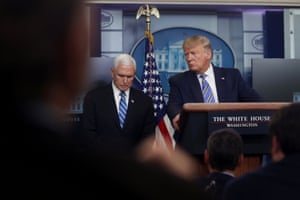 Donald Trump speaks during a news conference, amid the coronavirus outbreak, in Washington DC.