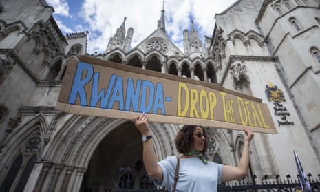 A protest outside the supreme court in London against the government’s Rwanda plan in 2022.