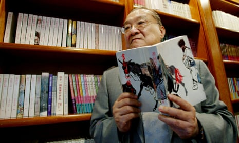 Novelist Louis Cha, who writes under the name Jin Yong, pictured in 2002, died after a long illness, aged 94.