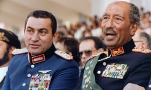 Egypt's vice president Hosni Mubarak with president Anwar Sadat, 6 October 1981.