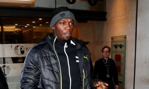 Usain Bolt out and about in Lomdon at the studios of BBC Radio 1.