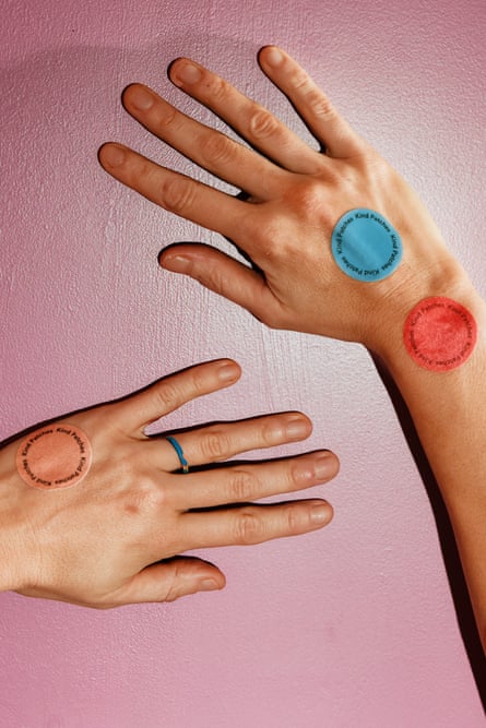 Morwenna Ferrier wearing a selection of wellness patches