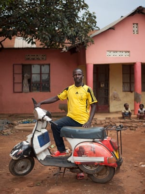 Vespa scooter owners in Uganda, Africa photographed by Ariel Tagar.