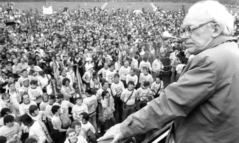 Michael Foot at a people’s march for jobs in Hyde Park in 1983 when the UK had mass unemployment.