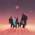 The artwork for Forever, depicting the four members of the Big Moon in an orange-tinged, blank landscape, their shadows projecting the word ‘Forever’