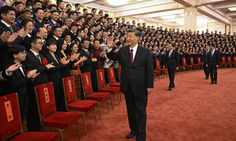 Xi Jinping (centre) at an awards ceremony  at the Great Hall of the People in Beijing