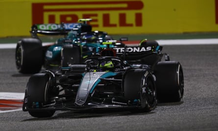Lewis Hamilton in his Mercedes during the Bahrain Grand Prix.