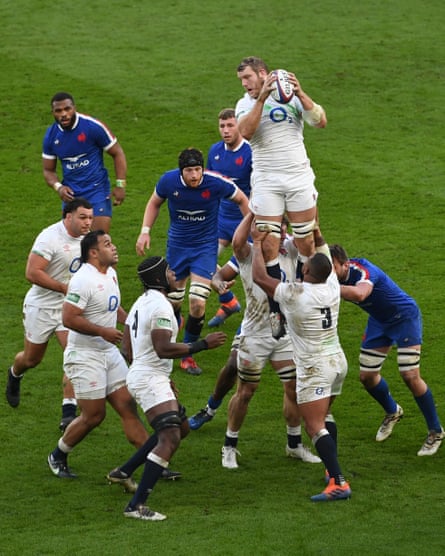 Joe Launchbury wins the lineout for England in December’s Autumn Nations Cup final victory over France.