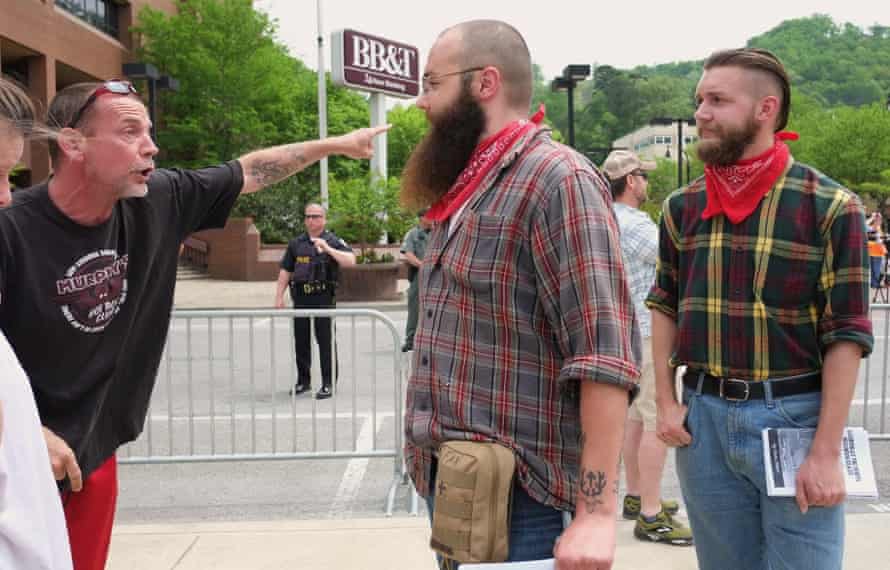 A Pikeville resident argues with Redneck Revolt protesters.