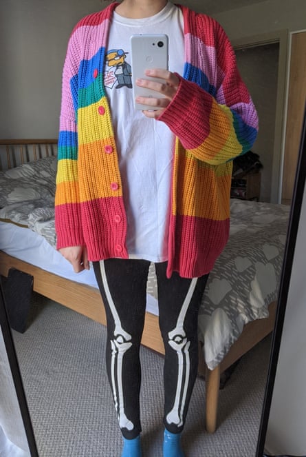 Lizzie in her rainbow cardigan
