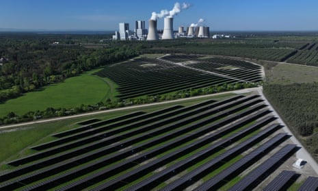 The new Boxberg solar park, built on a former open-pit coal mine in Nochten, Germany.