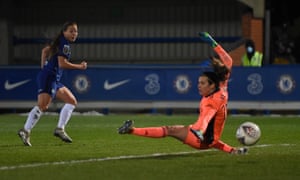 Fran Kirby of Chelsea scores her team’s third goal.